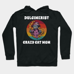 Dulcimerist Crazy Cat Mom Groovy Halloween Party Retro Vintage Hoodie